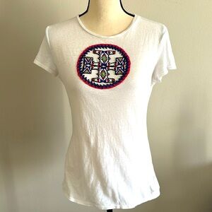 Tory Burch beaded logo top, sz Small